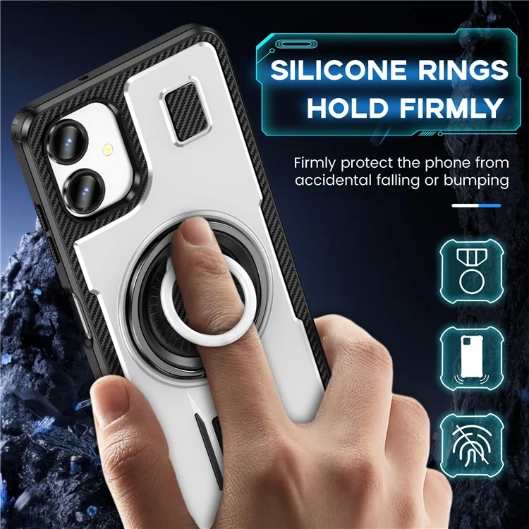 Für Samsung Galaxy A06 Case TPU+PC -kickstand -telefonabdeckung Mit Silikonfingerriemen - Weiß