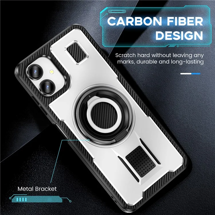 Für Samsung Galaxy A06 Case TPU+PC -kickstand -telefonabdeckung Mit Silikonfingerriemen - Weiß