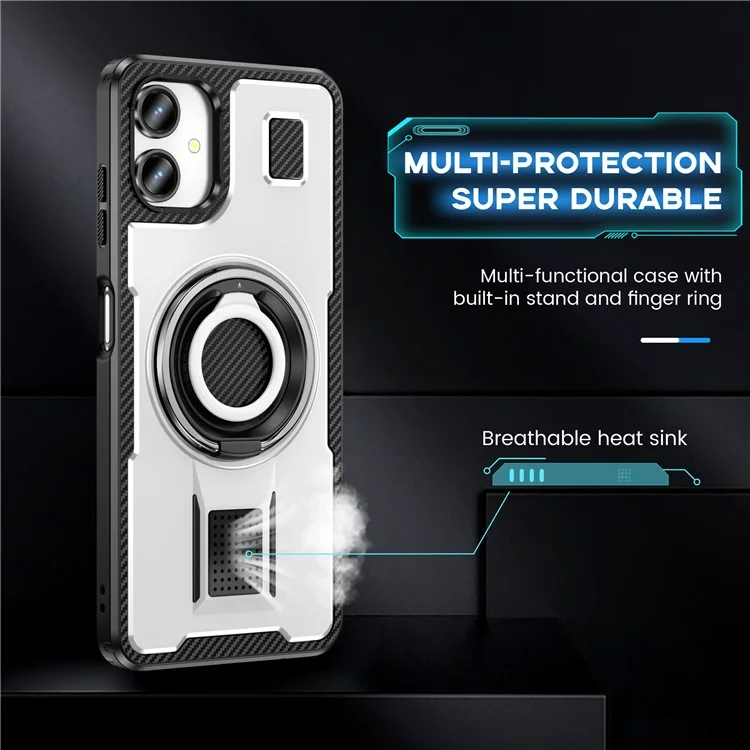 Für Samsung Galaxy A06 Case TPU+PC -kickstand -telefonabdeckung Mit Silikonfingerriemen - Weiß
