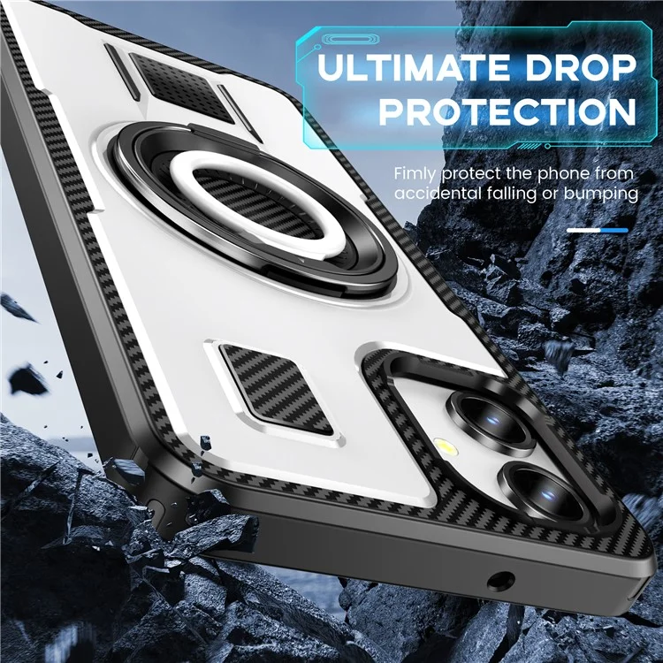 Für Samsung Galaxy A06 Case TPU+PC -kickstand -telefonabdeckung Mit Silikonfingerriemen - Weiß