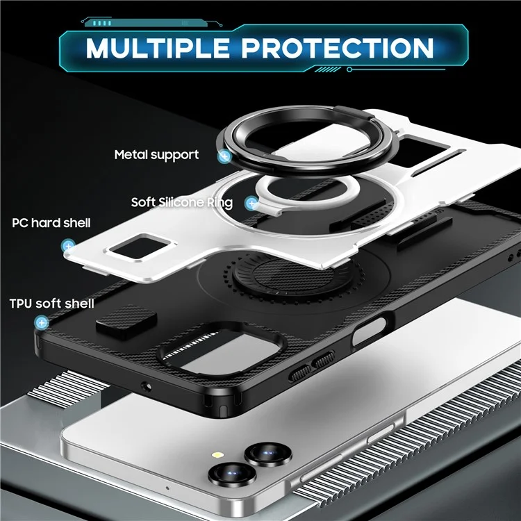 Für Samsung Galaxy A06 Case TPU+PC -kickstand -telefonabdeckung Mit Silikonfingerriemen - Weiß