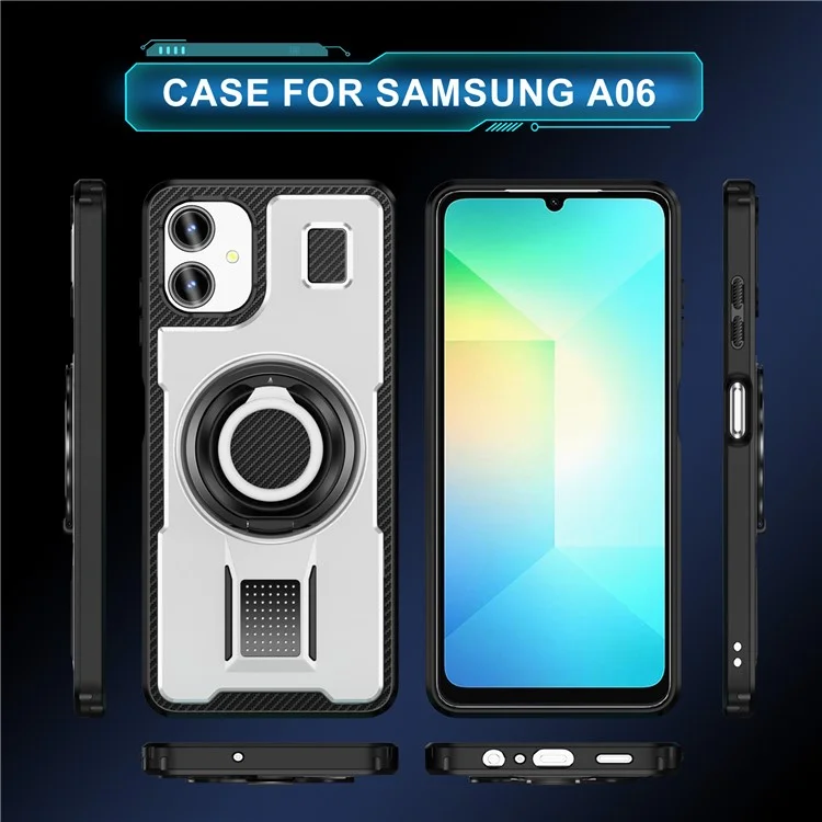 Für Samsung Galaxy A06 Case TPU+PC -kickstand -telefonabdeckung Mit Silikonfingerriemen - Weiß