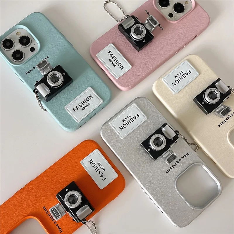 For iPhone 16 Pro Case Stereo Camera Decor PC+PU Phone Protective Cover - Silver