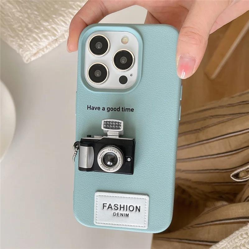 For iPhone 16 Pro Case Stereo Camera Decor PC+PU Phone Protective Cover - Silver