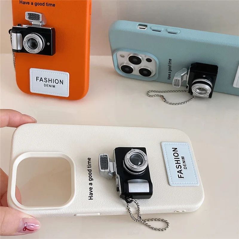 For iPhone 16 Pro Case Stereo Camera Decor PC+PU Phone Protective Cover - Silver