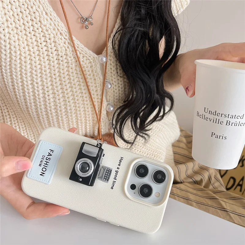For iPhone 16 Pro Case Stereo Camera Decor PC+PU Phone Protective Cover - Silver