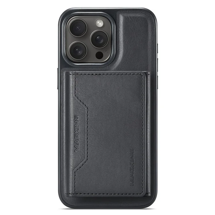 Série K2 de Agustador Para Iphone 16 Pro Max Case Compatível Com MagSafe PC+TPU+PU Couro RFID Tampa de Telefone Com Carteira - Preto