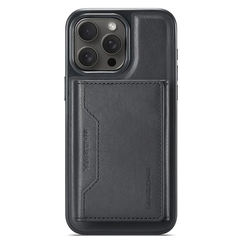 Maging K2 Series Для Iphone 16 Pro Case, Совместим с Magsafe PC+TPU+PU Кожаная RFID RFID -крышка Телефонного Телефона с Кошельком - Черный