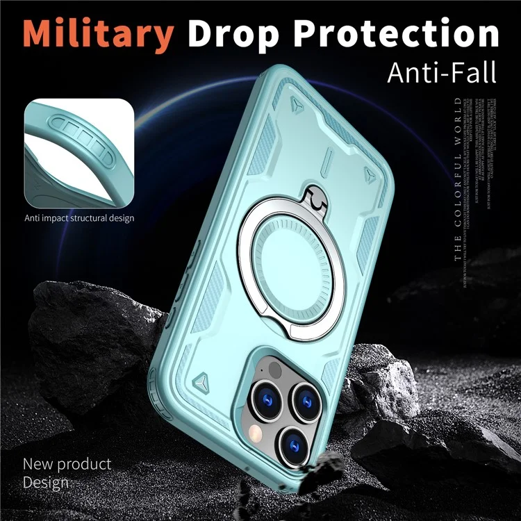 Per Iphone 15 Pro Max Case Compatibile Con MagSafe Military Protection Pc+copertura Telefonica Kickstand Tpu - Baby Blue
