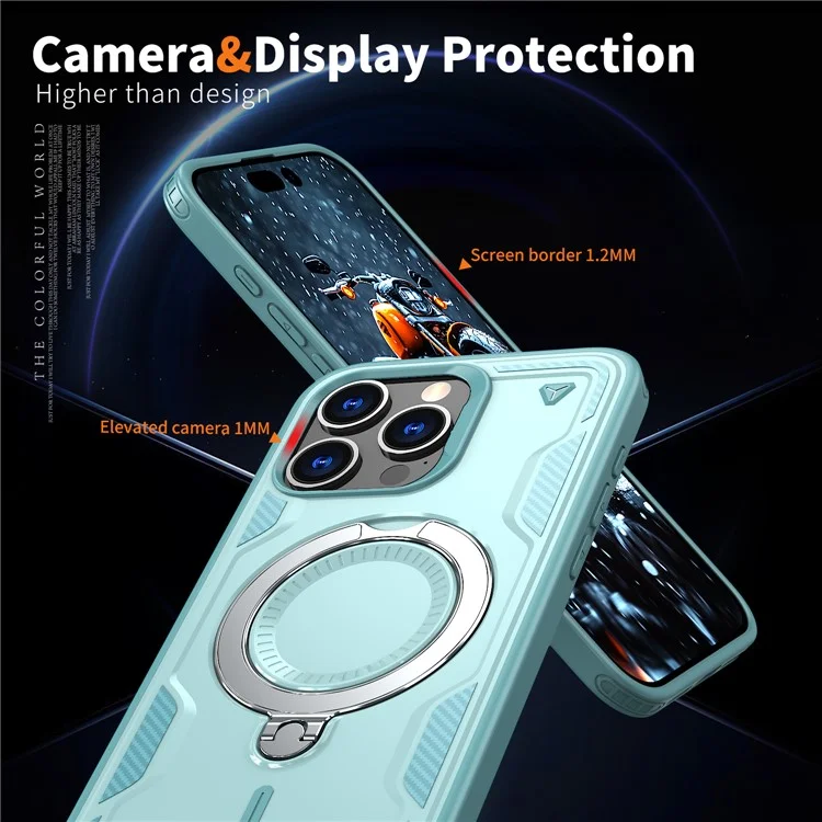 Per Iphone 15 Pro Max Case Compatibile Con MagSafe Military Protection Pc+copertura Telefonica Kickstand Tpu - Baby Blue
