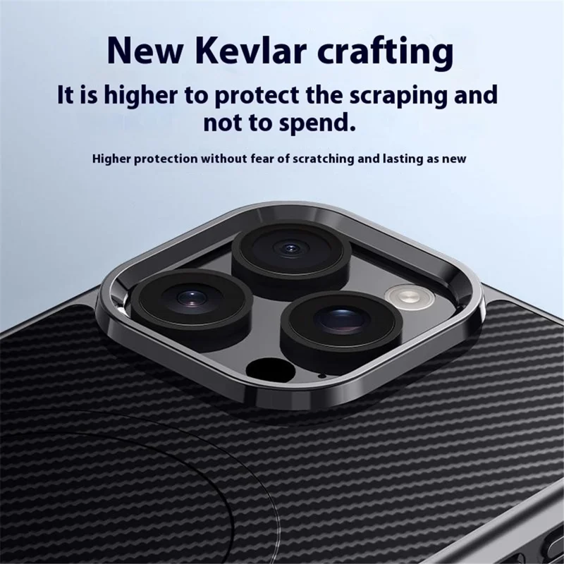 Para Iphone 16 Pro Max Case Compatível Com Magsafe de Textura de Fibra de Carbono Magsafe Couro Revestido de Couro+tampa de Proteção de Silicone - Preto