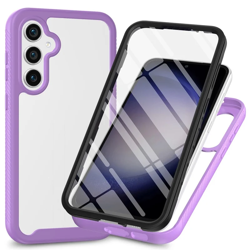 For Samsung Galaxy S24 FE Case PC+TPU Clear Phone Cover with PET Screen Film - Purple