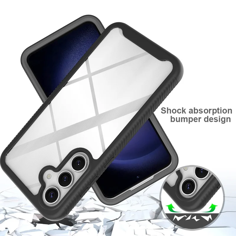 For Samsung Galaxy S24 FE Case PC+TPU Clear Phone Cover with PET Screen Film - Purple