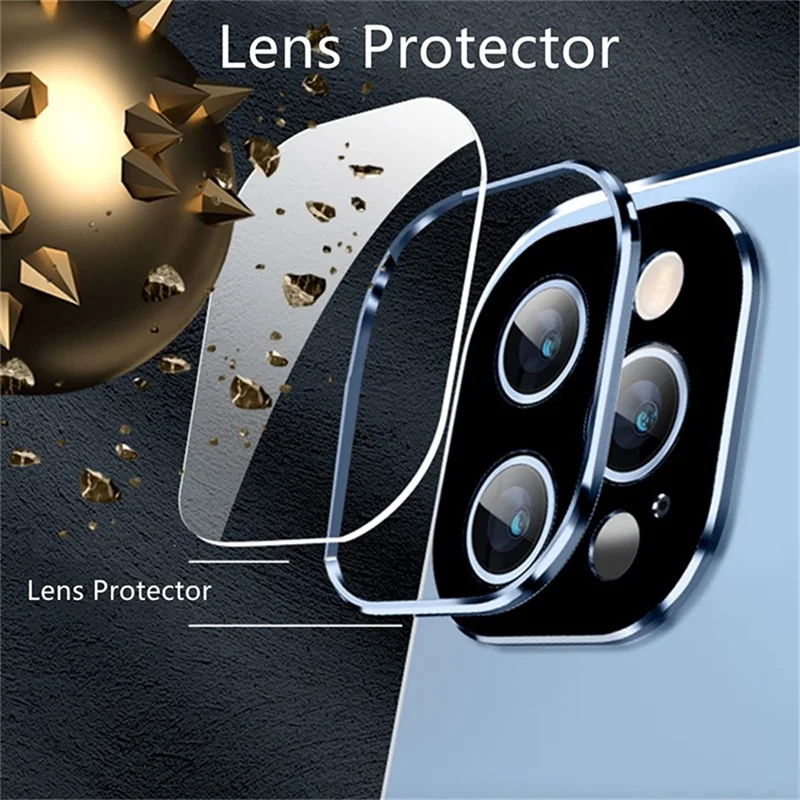 For iPhone 16 Pro Max Case Anti-Spy Double-Sided Tempered Glass+Magnetic Metal Frame Phone Cover - Gold