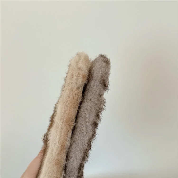 For iPhone 16 Pro Case Mink Fur Texture TPU Fuzzy Winter Protective Cover - Brown