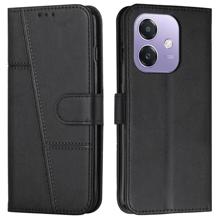 Für Oppo A3x 4G / 5G (indien) / A3 4g / 5g / A40 4G / A60 5G Hülle Ständer Flip Protective Leder Telefonabdeckung - Schwarz