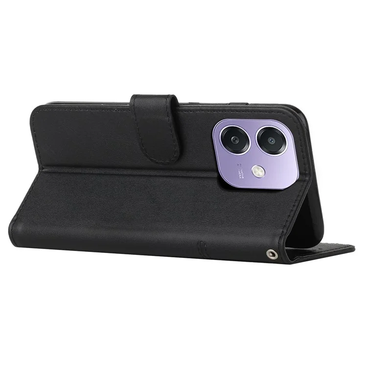 Für Oppo A3x 4G / 5G (indien) / A3 4g / 5g / A40 4G / A60 5G Hülle Ständer Flip Protective Leder Telefonabdeckung - Schwarz