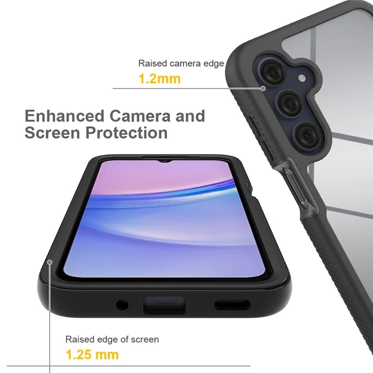 Pour Samsung Galaxy A16 5G / A16 4G Étui PC+TPU Couverture de téléphone transparente avec film d'écran PET - Noir