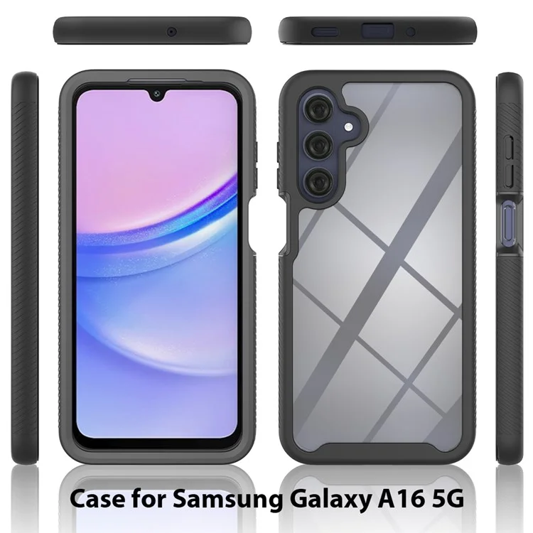 Pour Samsung Galaxy A16 5G / A16 4G Étui PC+TPU Couverture de téléphone transparente avec film d'écran PET - Noir