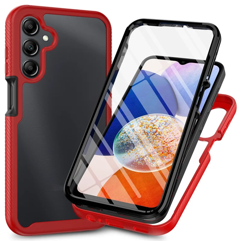For Samsung Galaxy A26 5G / A16 5G / A16 4G Case PC+TPU Clear Phone Cover with PET Screen Film - Red