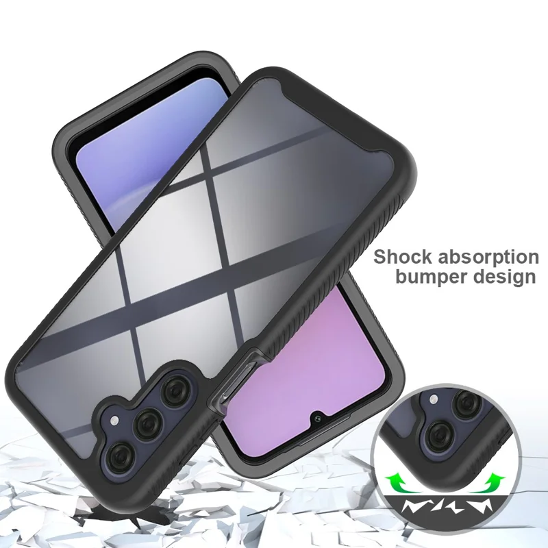 For Samsung Galaxy A26 5G / A16 5G / A16 4G Case PC+TPU Clear Phone Cover with PET Screen Film - Red