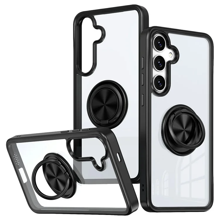 Para Samsung Galaxy S24 Case TPU+PC Montaje de Automóvil Magnético Cubierta de Teléfono Con Kickstand - Negro