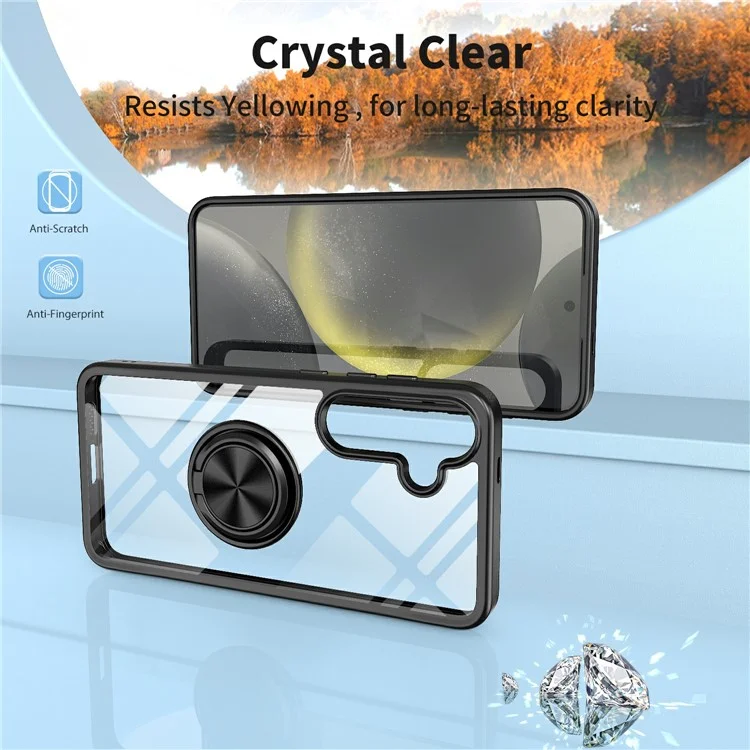 Para Samsung Galaxy S24 Case TPU+PC Montaje de Automóvil Magnético Cubierta de Teléfono Con Kickstand - Negro