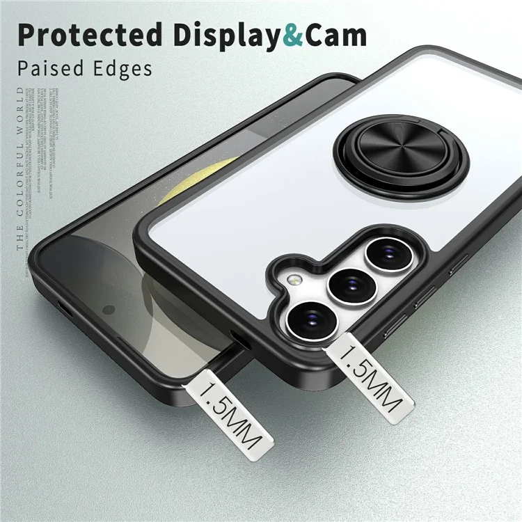 Para Samsung Galaxy S24 Case TPU+PC Montaje de Automóvil Magnético Cubierta de Teléfono Con Kickstand - Negro