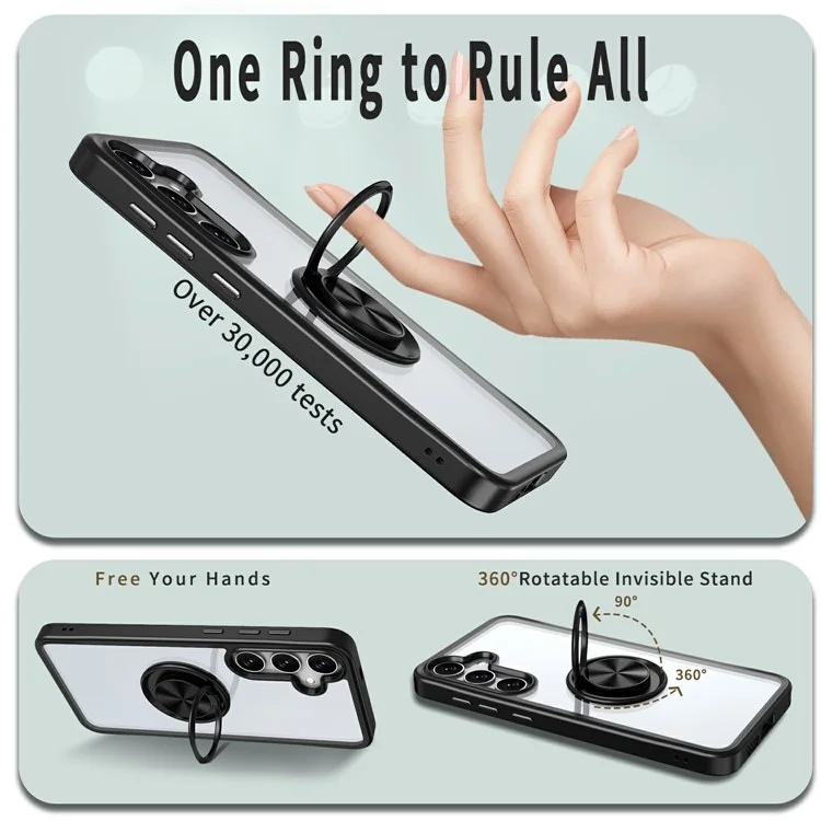 Für Samsung Galaxy S24+ Case Tpu+ pc Magnetic Car Mount Telefonabdeckung Mit Kickstand - Schwarz