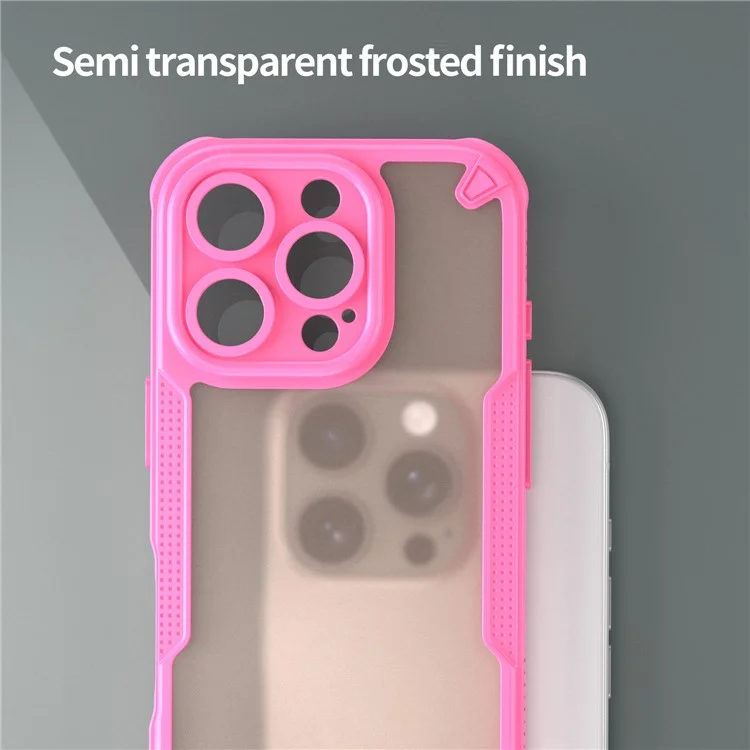 Rüstungsserie Für Iphone 16 Pro Max Hülle PC+TPU Semi-transparent Frosted Finish Protective Phone Cover - Rosa