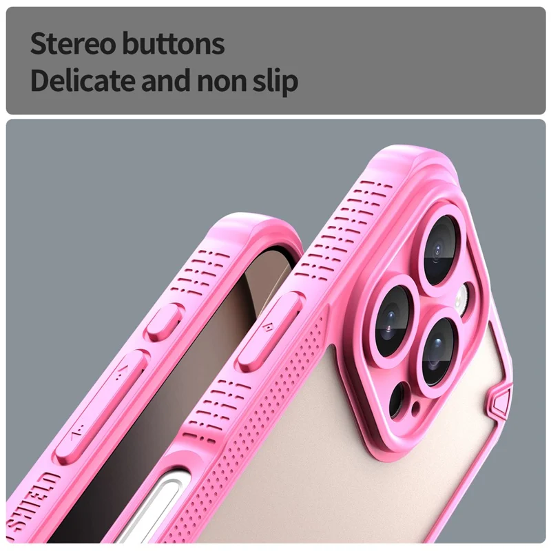 Rüstungsserie Für Iphone 16 Pro Max Hülle PC+TPU Semi-transparent Frosted Finish Protective Phone Cover - Rosa