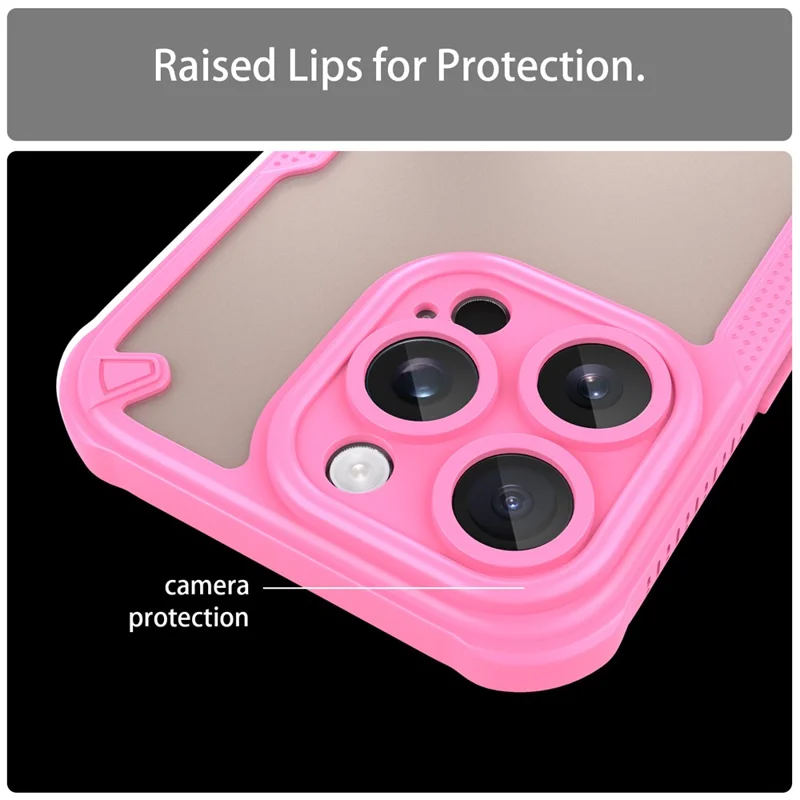 Rüstungsserie Für Iphone 16 Pro Max Hülle PC+TPU Semi-transparent Frosted Finish Protective Phone Cover - Rosa