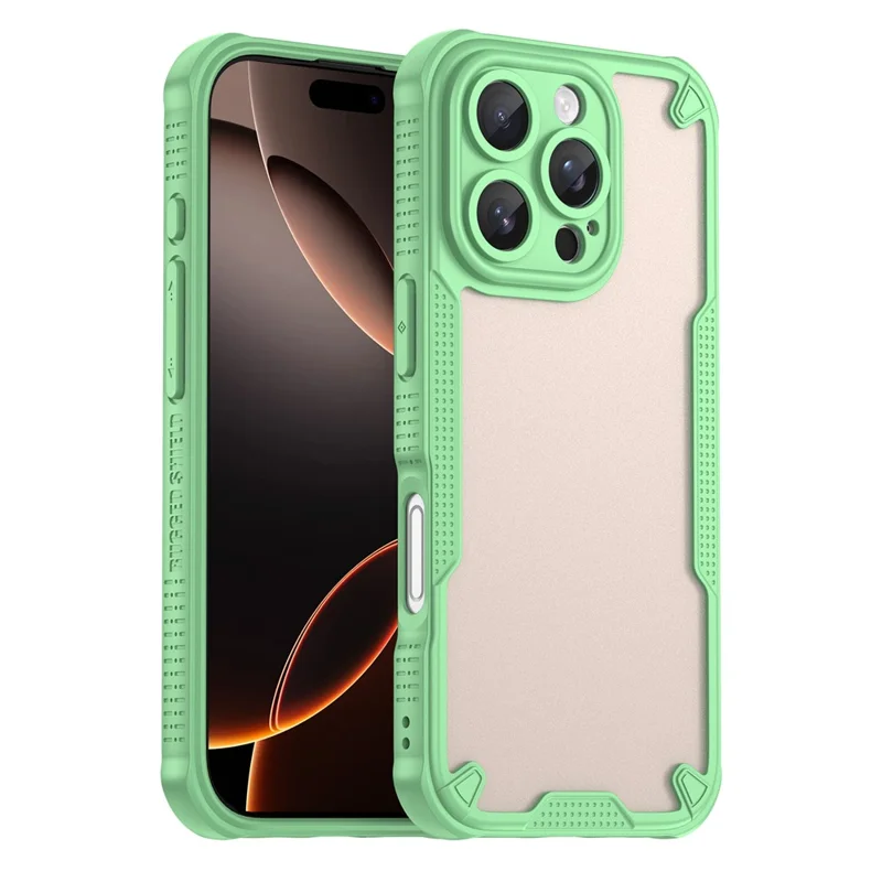 Armor Series For iPhone 16 Pro Max Case PC+TPU Semi-Transparent Frosted Finish Protective Phone Cover - Green