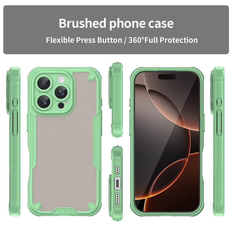 Armor Series For iPhone 16 Pro Max Case PC+TPU Semi-Transparent Frosted Finish Protective Phone Cover - Green