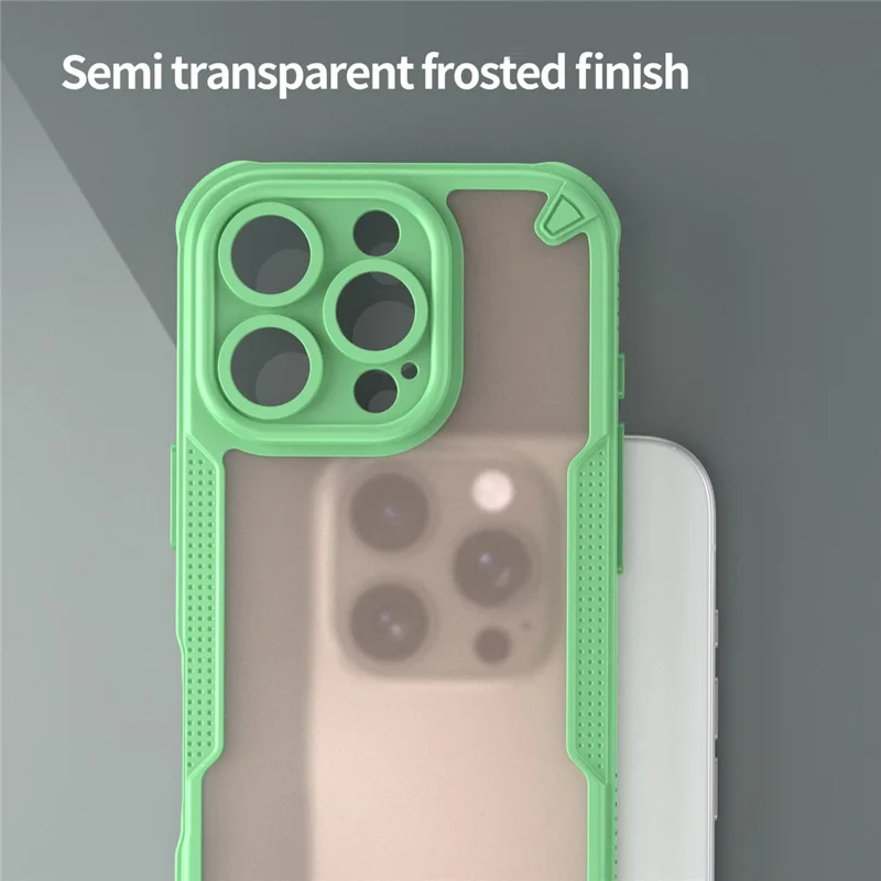 Armor Series For iPhone 16 Pro Max Case PC+TPU Semi-Transparent Frosted Finish Protective Phone Cover - Green