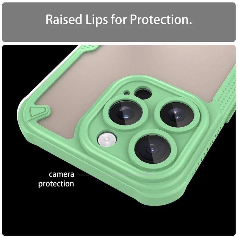 Armor Series For iPhone 16 Pro Max Case PC+TPU Semi-Transparent Frosted Finish Protective Phone Cover - Green