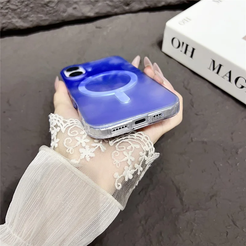 Pour L'iphone 16 Compatible Compatible Avec Magsafe Peinture de L'ink IMD pc + Tpu Téléphone - Rose