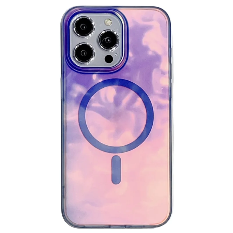 For iPhone 16 Pro Case Compatible with MagSafe Ink Painting IMD PC+TPU Phone Cover - Blue