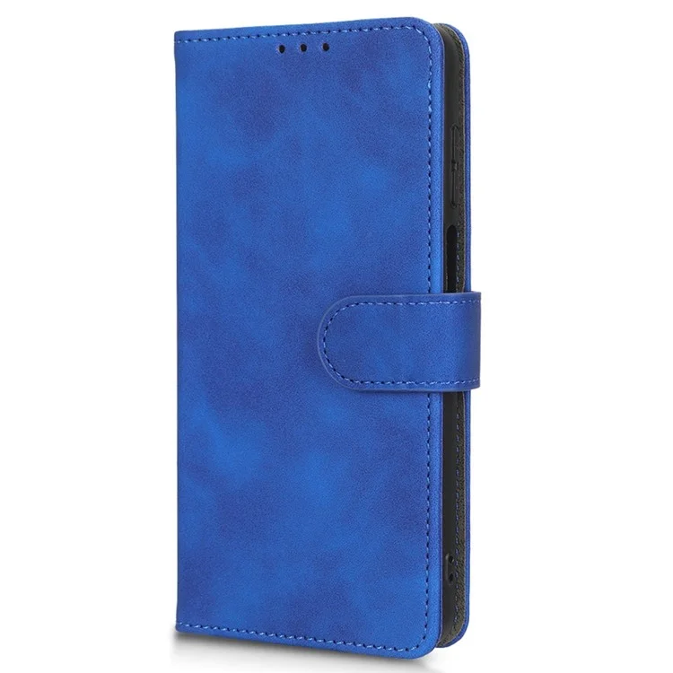 Für Motorola Moto G62 5G Hauttouch Feel PU Leder Brieftasche Flip Cover Ständer Magnetische Verschluss Schutz Folio Hülle - Blau