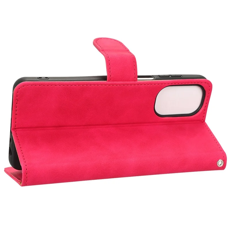 For Motorola Moto G62 5G Skin-touch Feeling PU Leather Wallet Flip Cover Stand Magnetic Closure Protective Folio Case - Rose