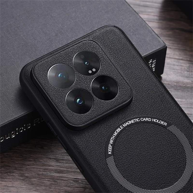 For Xiaomi 14T Pro Magnetic Case Anti-Drop PU Leather+TPU Cover - Black