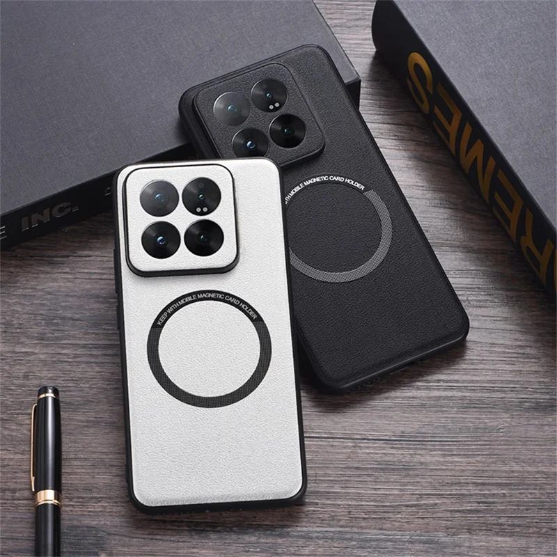 For Xiaomi 14T Pro Magnetic Case Anti-Drop PU Leather+TPU Cover - Black