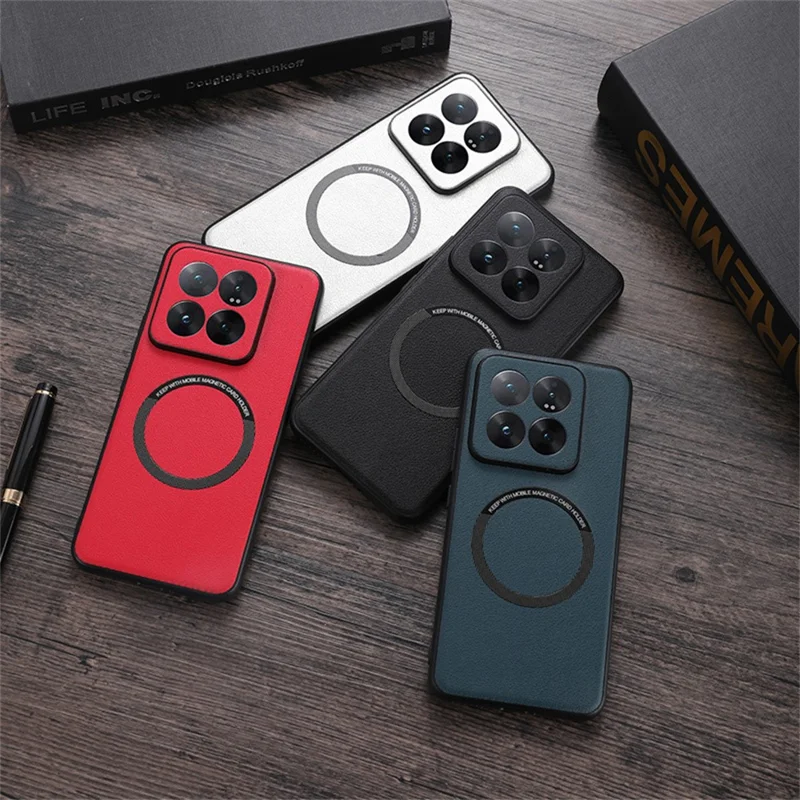 For Xiaomi 14T Pro Magnetic Case Anti-Drop PU Leather+TPU Cover - Black