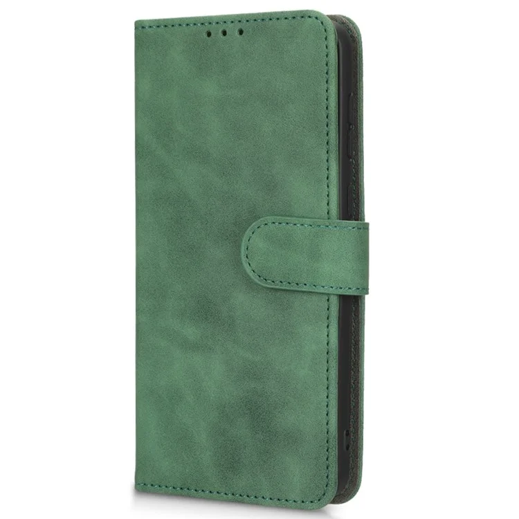 For Samsung Galaxy A04 4G (164.4 x 76.3 x 9.1 mm) Skin-touch Feeling PU Leather Magnetic Phone Case Full Protection Stand Wallet Shockproof Flip Cover - Green