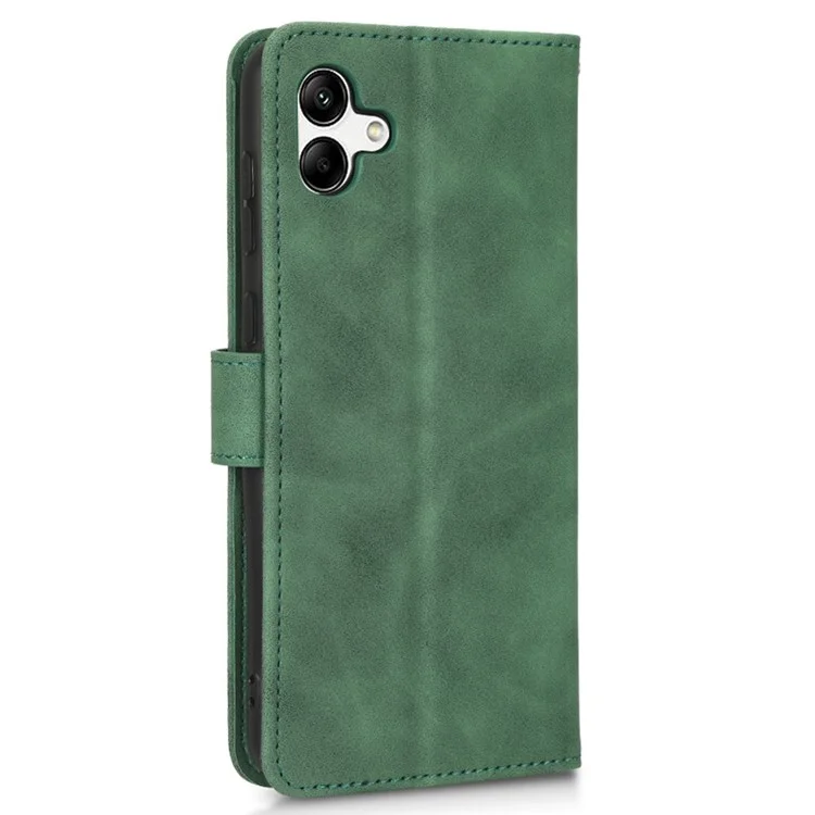 For Samsung Galaxy A04 4G (164.4 x 76.3 x 9.1 mm) Skin-touch Feeling PU Leather Magnetic Phone Case Full Protection Stand Wallet Shockproof Flip Cover - Green