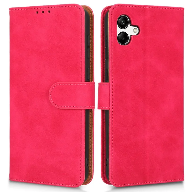 Para Samsung Galaxy A04 4G (164.4 x 76.3 x 9.1 mm) Sensación Suave al Tacto Funda de Teléfono con Cuero Magnético de Protección Total de Pie Billetera a Prueba de Golpes Tapa Abatible - Rosa