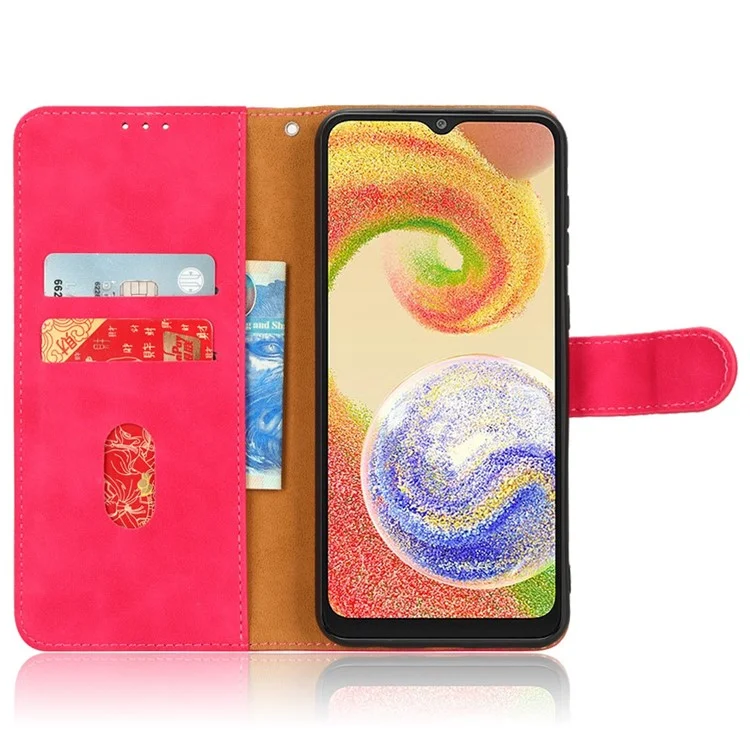 Para Samsung Galaxy A04 4G (164.4 x 76.3 x 9.1 mm) Sensación Suave al Tacto Funda de Teléfono con Cuero Magnético de Protección Total de Pie Billetera a Prueba de Golpes Tapa Abatible - Rosa