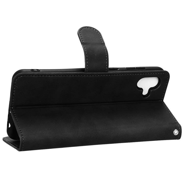 Per Samsung Galaxy A04 4G (164,4 x 76,3 x 9,1 mm) Sensazione di pelle al tatto Custodia per telefono in pelle magnetica PU con protezione completa Stand Wallet Custodia a portafoglio anti-urto - Nero