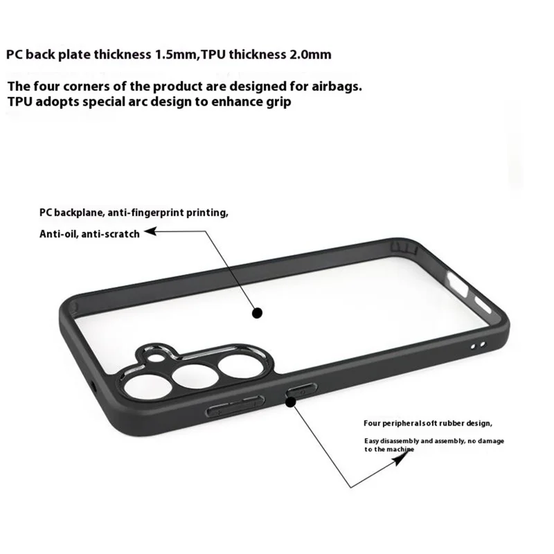 For Samsung Galaxy S25 Case Shockproof PC+TPU Clear Back Phone Cover