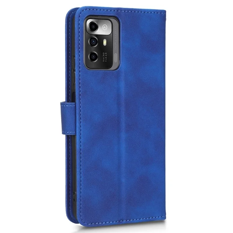 Для ZTE Blade A72 5G Skin Touch Comense Fueth Flip Flip Case Case Magnetic Crower Shockpereper Tpu Внутренняя Оболочка Кошелька с Ремешком - Синий